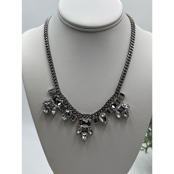 Juicy Couture Limited Edition Rhinestone Silver Tone Chain Statement Necklace - Picture 2 of 14